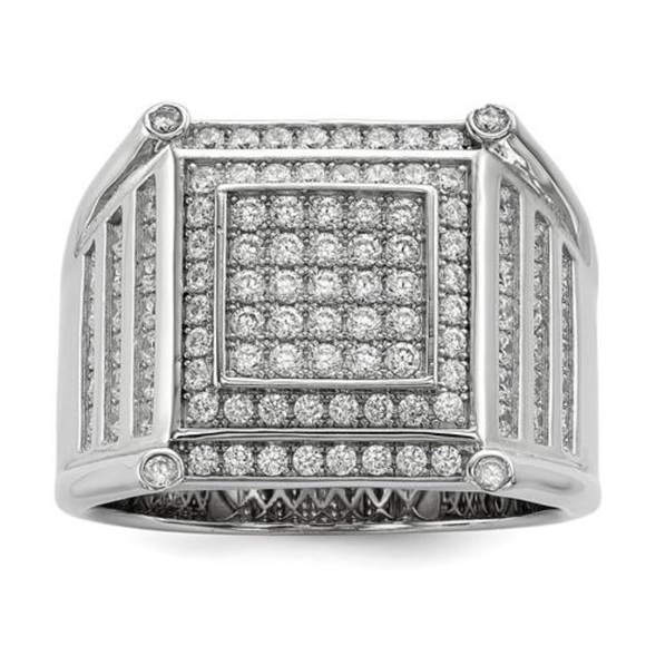 925 Sterling Silver CZ Men's Pavé Ring
